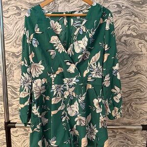 Carolina Belle Green Floral Shorts Romper